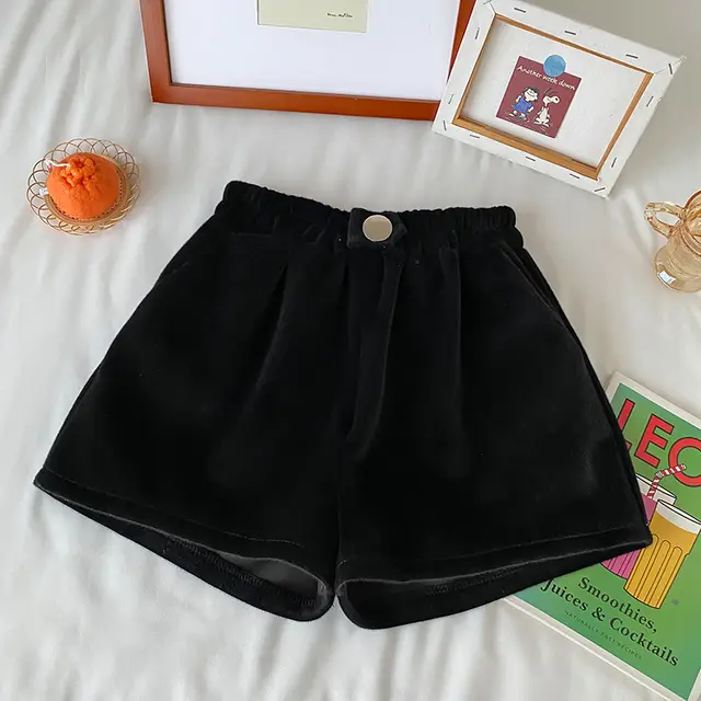 Thickened High Waist Wide Leg Pants Elastic Waist Warm Casual Pants Women Black - Shop at LoveMi