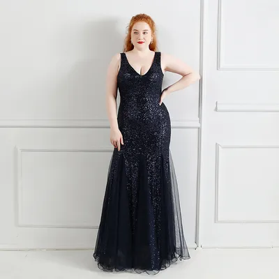 Fat Size Fat Beauty Costume Banquet Evening Dress Navy - Shop at LoveMi