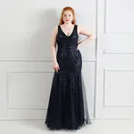 Fat Size Fat Beauty Costume Banquet Evening Dress - Navy
