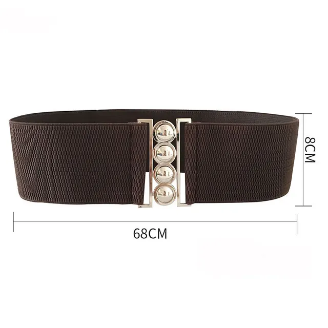 Four ring Fashion Simple Girdle Metal Wide Buckle Belt Coffee - Shop at LoveMi