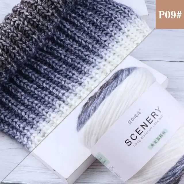 Segment Dyed Rainbow Color Gradient Hand woven Diy Thread Clothes Scarf Hat Cake Yarn Desert Smoke - Shop at LoveMi