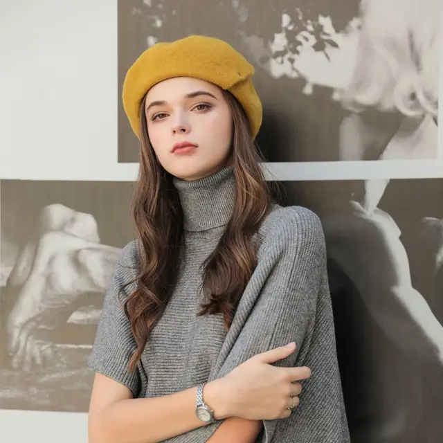 French New Style Ladies Wool Beret Spring And Autumn Models Ginger - Shop at LoveMi