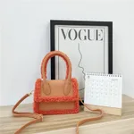 Fur Stitching One-shoulder Messenger Bag Clutch - Orange