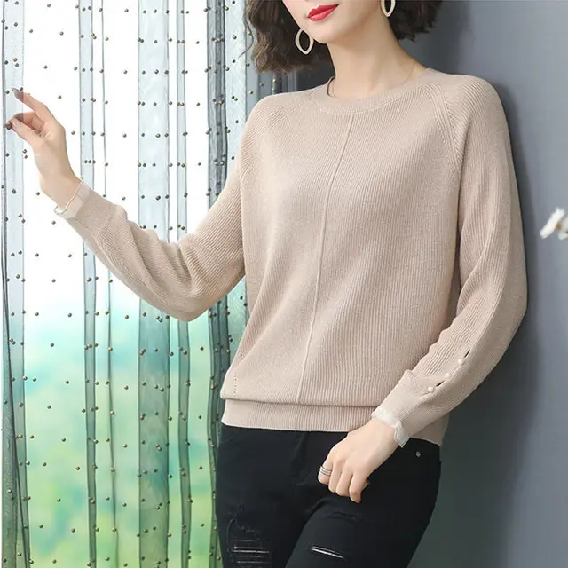 New Style Long sleeved Sweater Loose Sweater Women Camel - Shop at LoveMi