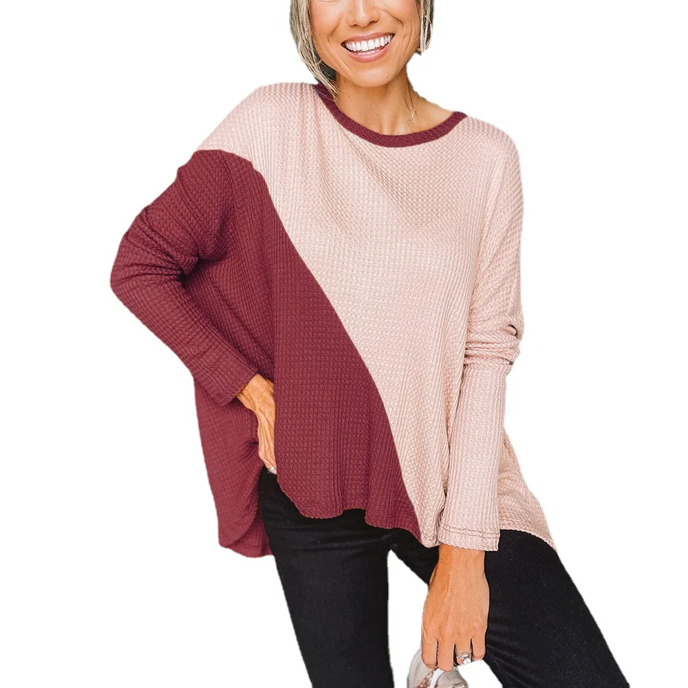 Spring Color Irregular Slit Long Sleeves Loose Red - Shop at LoveMi