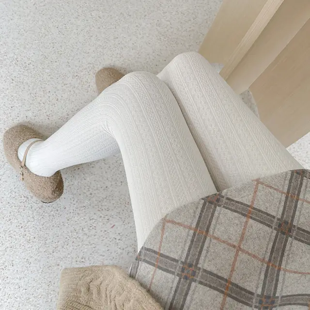 Japanese JK White Tights Autumn And Winter Thickened Oat Color White - Shop at LoveMi
