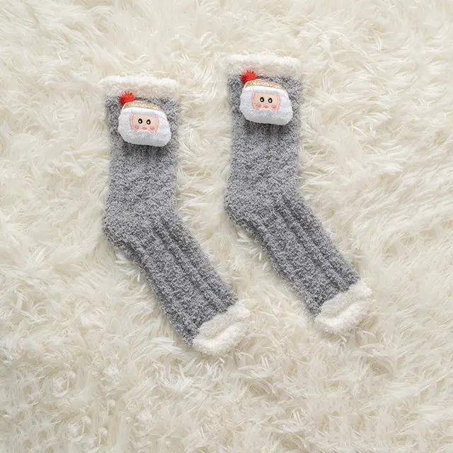 Women's Coral Fleece Thickened Christmas Socks Grey - Shop at LoveMi