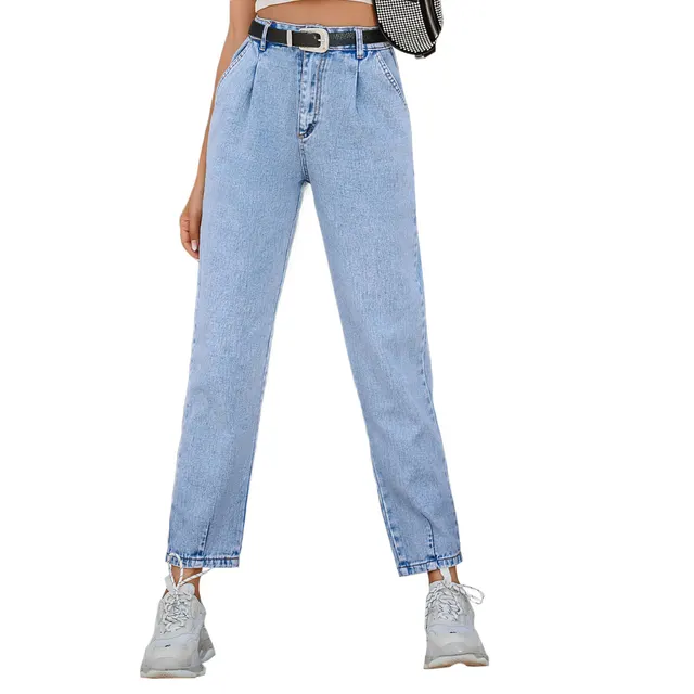 All match High waist Ladies Denim Trousers Sky Blue - Shop at LoveMi