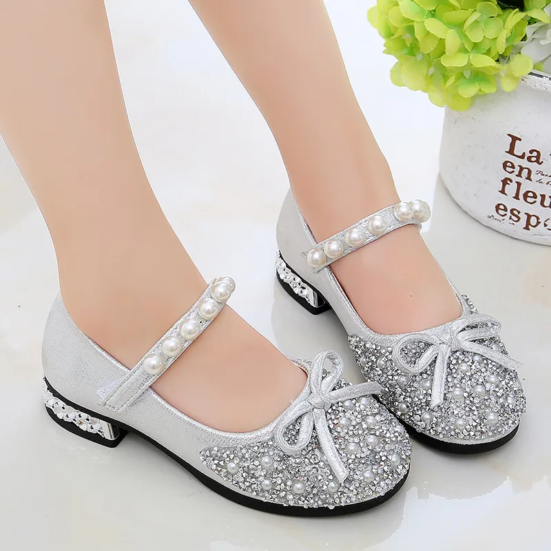 High heeled Children's Soft soled Children's Shoes Silver - Shop at LoveMi
