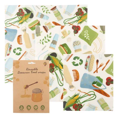 3 piece Beeswax Fresh keeping Cloth Degradable Wrapping Paper Environmentally Friendly Life - Shop at LoveMi