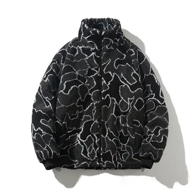 Neutral BF Wind Particle Fleece Stand Collar Cotton Coat Black - Shop at LoveMi