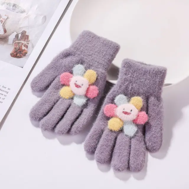 Winter New Children's Gloves Sable All Fingers Cute Purple - Shop at LoveMi