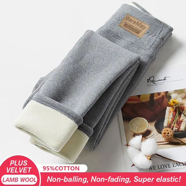 Ladies Winter High Waist Velvet Leggings Grey - Shop at LoveMi