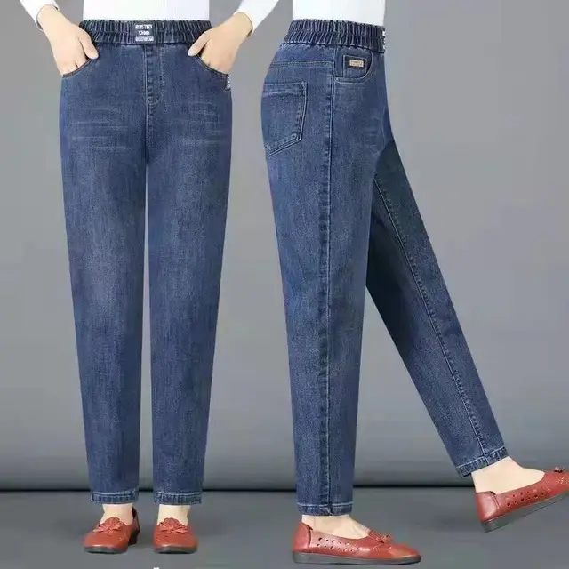 Fashion Jeans Spring And Autumn High Waist Dark Blue Regular - Shop at LoveMi