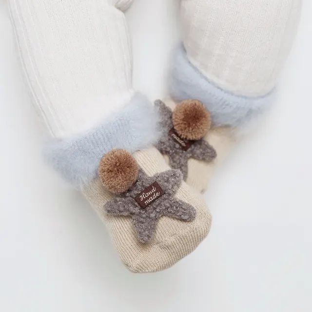 Middle And High Tube Cartoon Children's Terry Socks Fur Ball Fivepointed Star - Shop at LoveMi