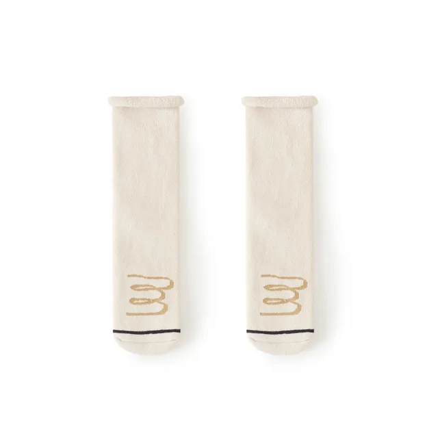 Children's Socks Autumn And Winter Thickening Plus Pile Loop Long Tube Beige Lines - Shop at LoveMi