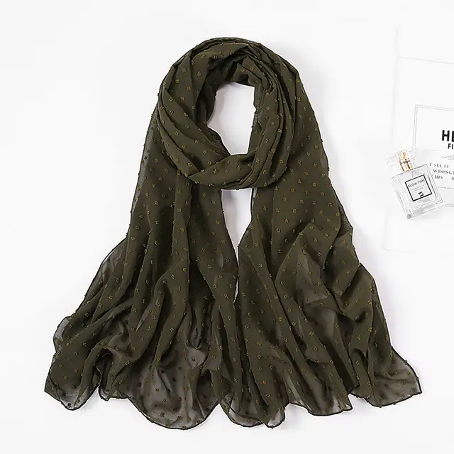 Women's Pearl Pure Color Chiffon Headscarf Army Green - Shop at LoveMi