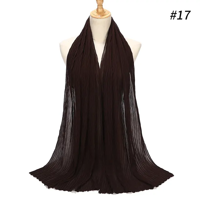 Fashion Pearl Chiffon Pleated Head Gauze Scarf Coffee - Shop at LoveMi