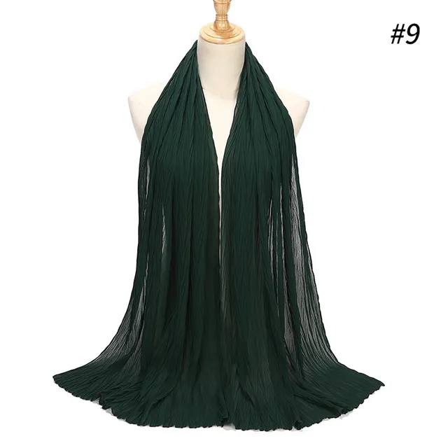 Fashion Pearl Chiffon Pleated Head Gauze Scarf Dark Green - Shop at LoveMi