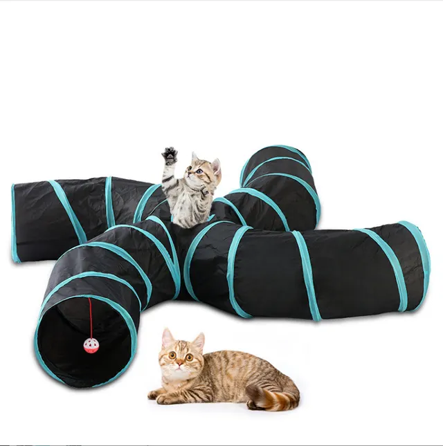 Pet Cat Toy Collapsible Tunnel S type Four channel Tent Photo Color - Shop at LoveMi
