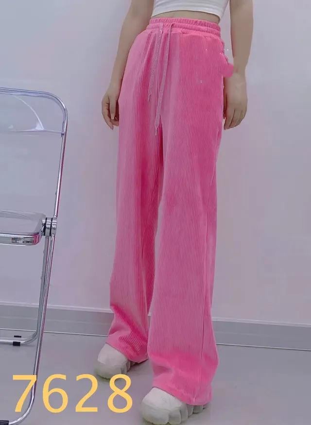 High Waist Thickened Corduroy Straight leg Pants Pink - Shop at LoveMi