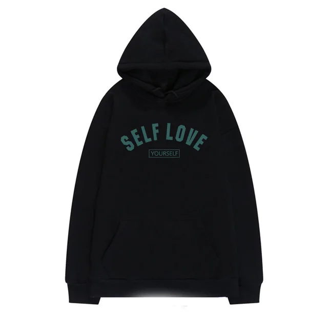 Women's Simple Solid Color Hooded Sweater Black Plus Velvet - Shop at LoveMi