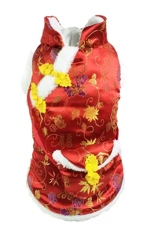 New Year Pet Clothes Dog Red Envelope Bag Tang Dress - Red