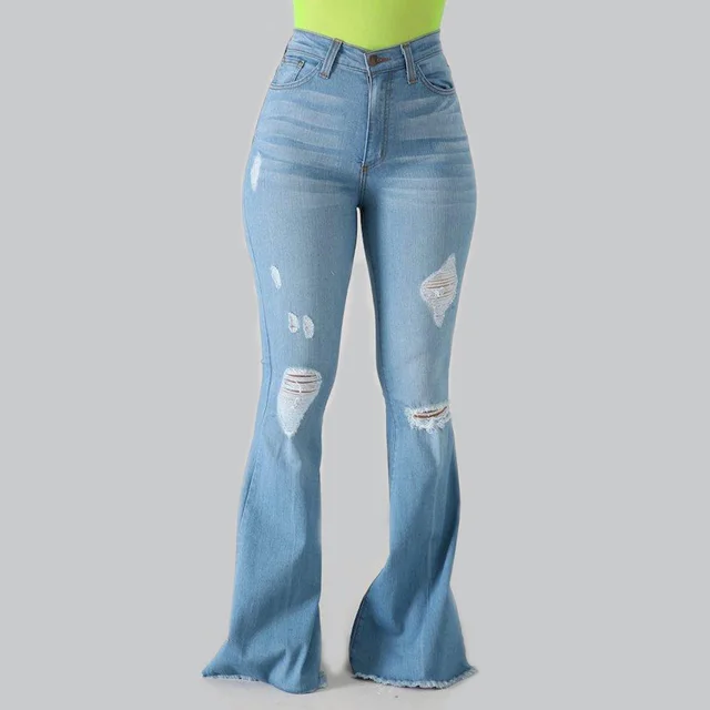 Fashion Women's Slim fit Buttocks Ripped Jeans Light Blue - Shop at LoveMi