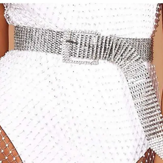 Women's Diamond Inlaid Ten row Diamond Waist Chain Silver - Shop at LoveMi