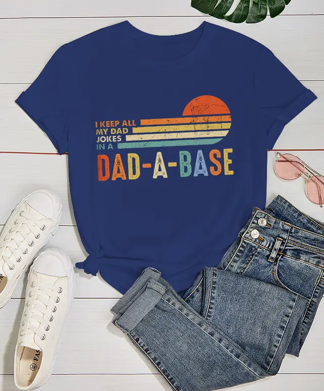 Explosive Vintage Father's Day Pattern Short sleeved T shirt Blue - Shop at LoveMi