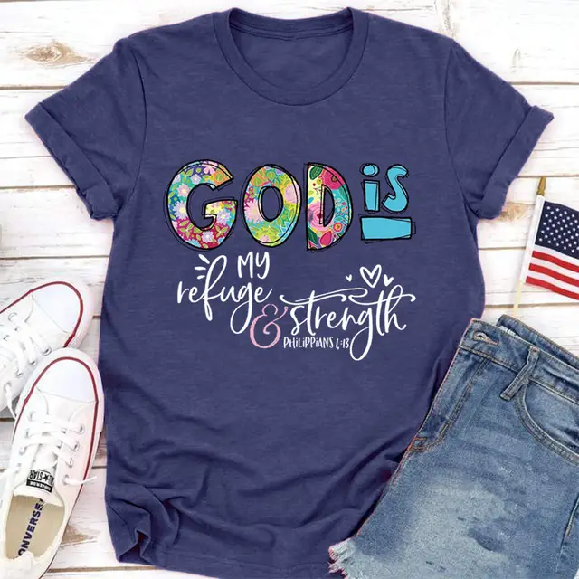 New Loose Creative Printing Round Neck Women's Casual Short Sleeves Navy Blue - Shop at LoveMi