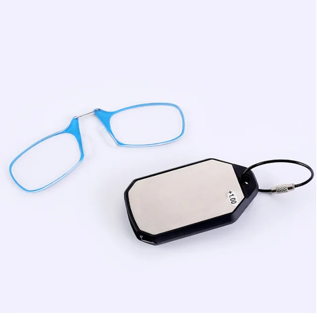 Portable Mini Reading Glasses Keychain Clip Nose Blue - Shop at LoveMi