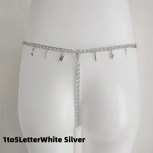 Exy Women Custom Thong With Letter Name Personality G String Panties Underwear Waist Body Chain Lace Thongs Jewelry Gift White Silver - Shop at LoveMi