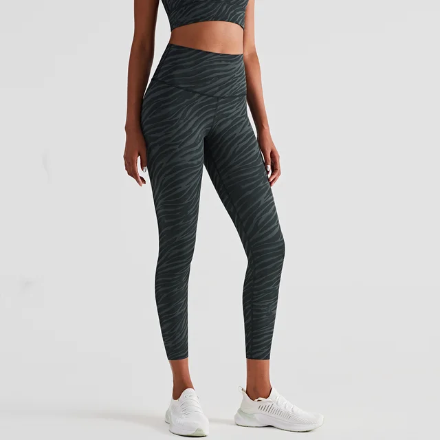 Autumn And Winter Women's Nude Print Tie dye Yoga Pants Zebra Grey - Shop at LoveMi
