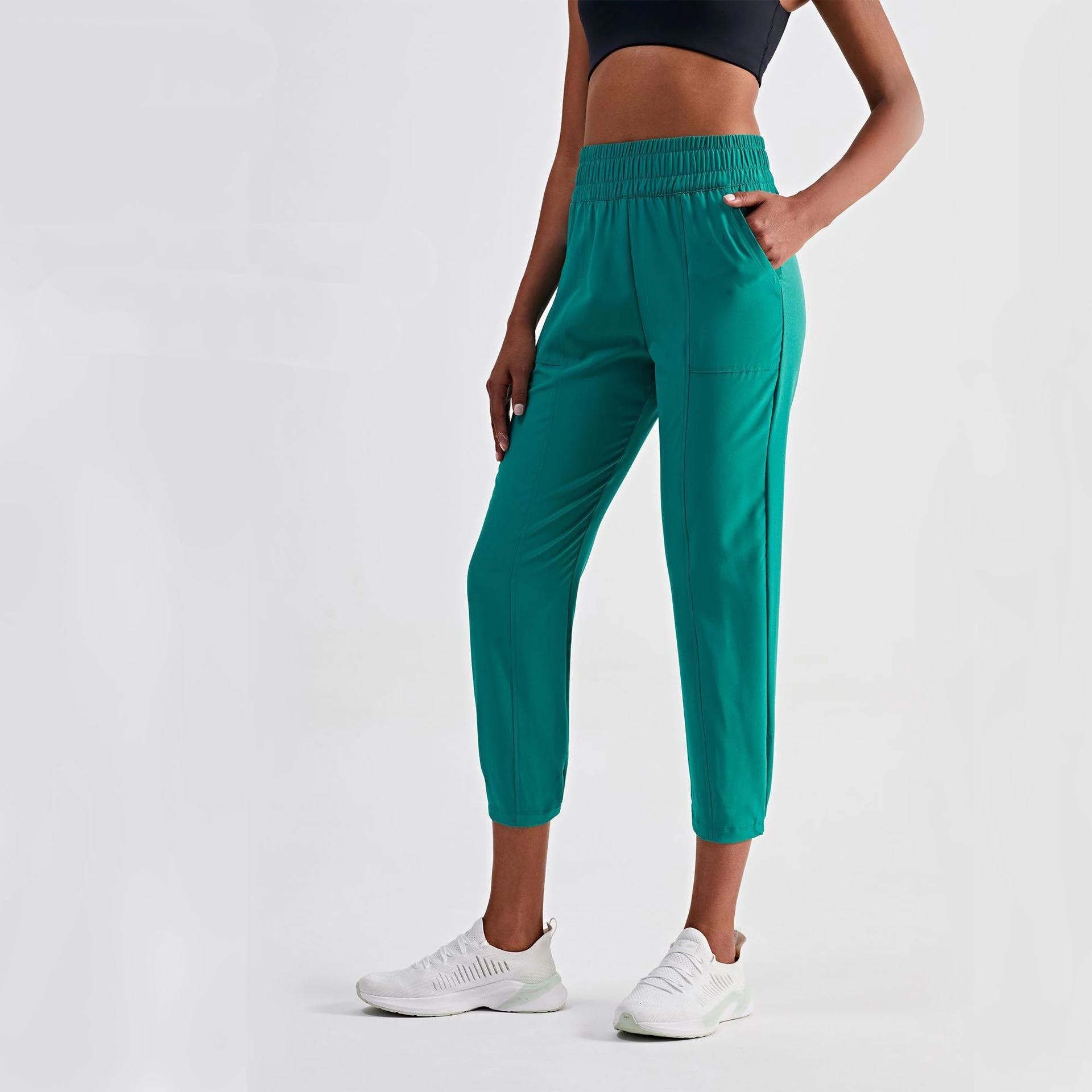 European And American High-waisted Peach Hips Fitness Pants - Teal Lagoon