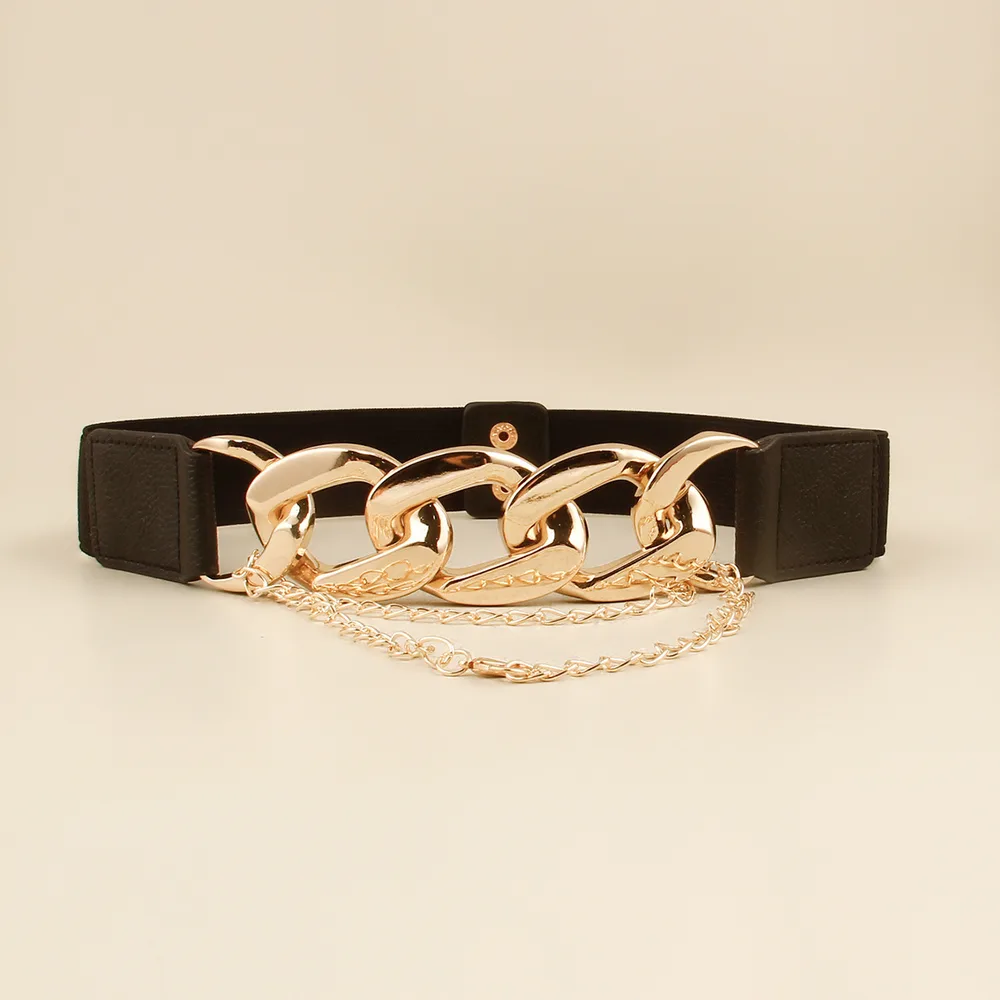 Fashion All-match Coat Dress With Elastic Waistband Decoration - Goldchain - View 1