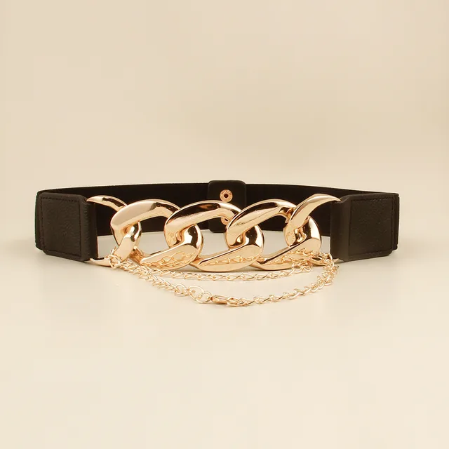 Fashion All match Coat Dress With Elastic Waistband Decoration Goldchain - Shop at LoveMi
