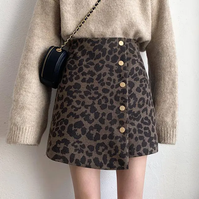 Irregular A line Skirt For Autumn And Winter Coffee Background - Shop at LoveMi