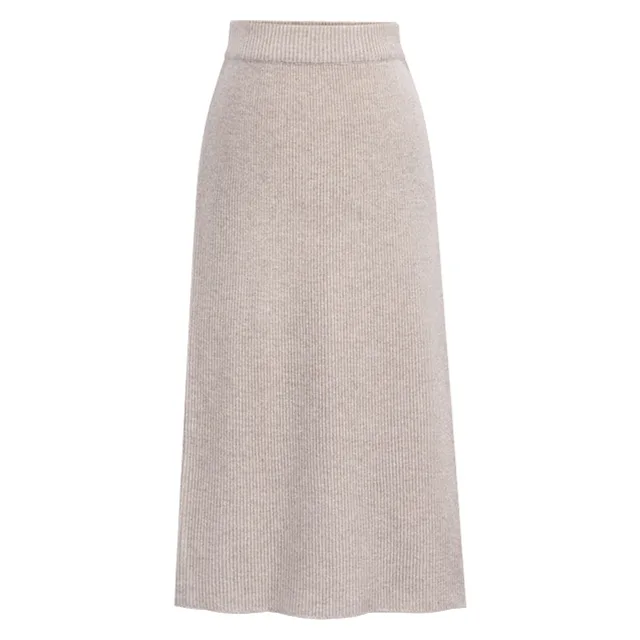 Women's Plus Size Autumn And Winter Wool High waisted Long Skirt Apricot Pink - Shop at LoveMi