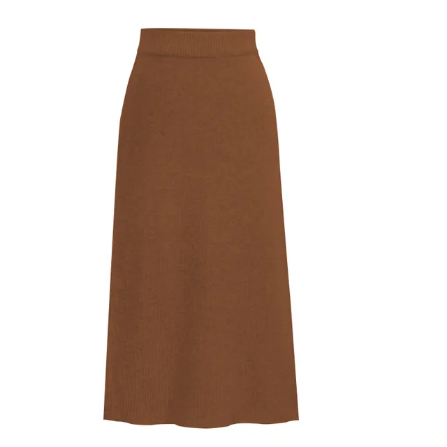 Women's Plus Size Autumn And Winter Wool High waisted Long Skirt Khaki - Shop at LoveMi