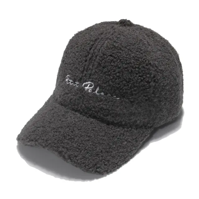Adjustable Letter Embroidery Outdoor Lamb Wool Warm Baseball Hat Dark Grey - Shop at LoveMi