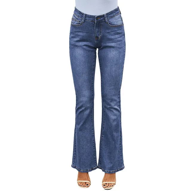 High waist Stretch Distressed And Thin Wide leg Pants Light Blue - Shop at LoveMi