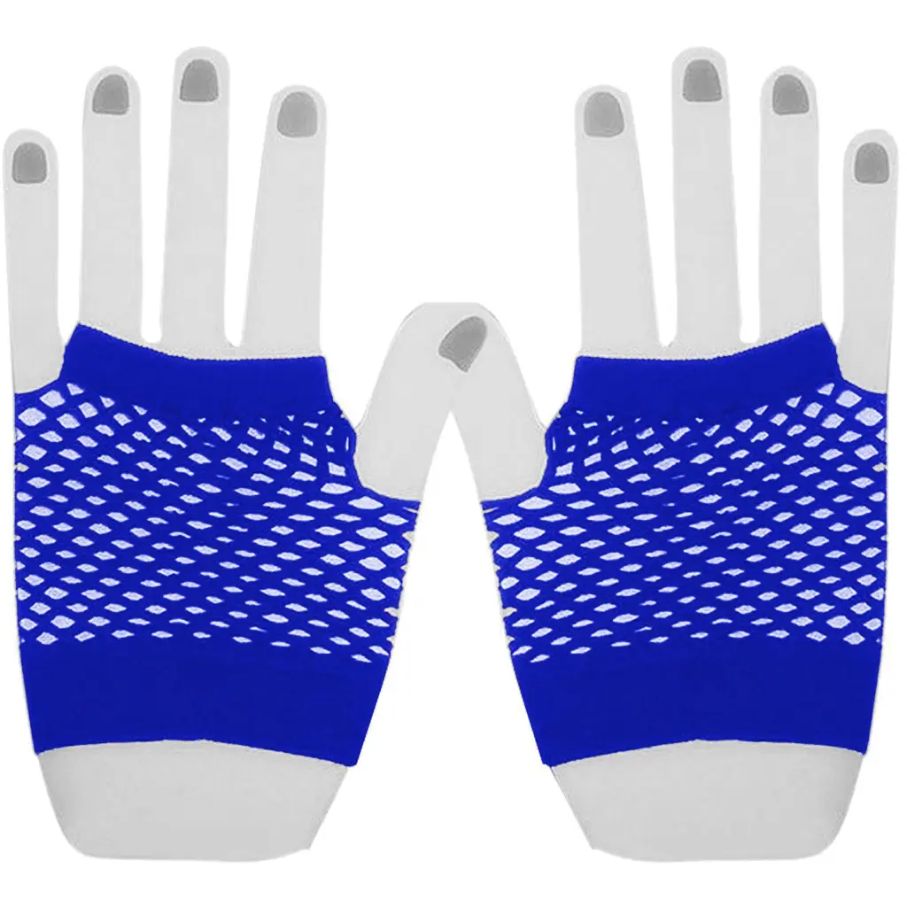 Party Half Finger Fingerless Net Leisure Gloves - Sapphire