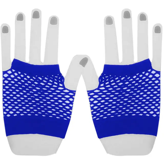 Party Half Finger Fingerless Net Leisure Gloves Sapphire - Shop at LoveMi