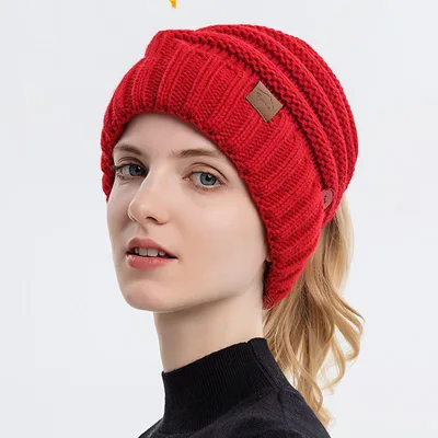 Can Hang A Mask Outdoor Warm Woolen Hat Wine Red - Shop at LoveMi