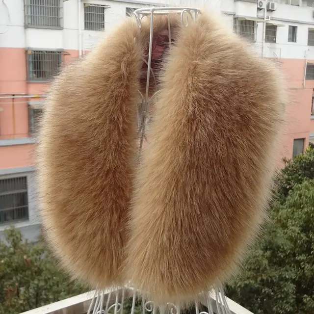 Raccoon Fur Bib Top Hat Strip False Collar Shawl Camel - Shop at LoveMi