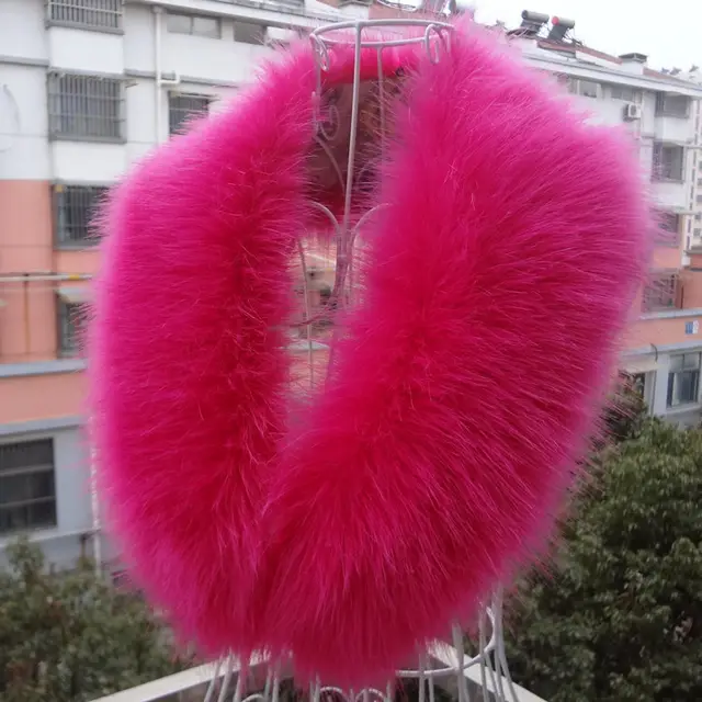 Raccoon Fur Bib Top Hat Strip False Collar Shawl Rose Red - Shop at LoveMi