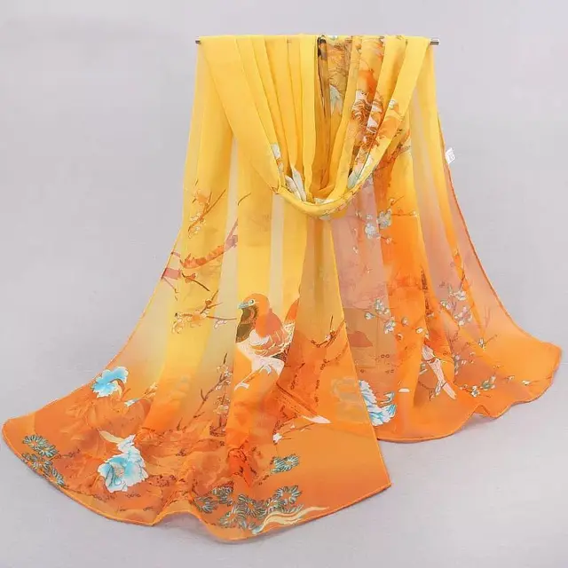 Narrow And Thin Chiffon Scarf Sunscreen Shawl Light Brown - Shop at LoveMi