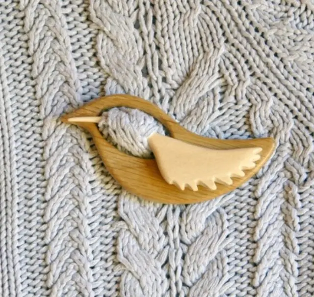 Wooden Shawl Pin Wooden Brooch Wooden Scarf Pin Ladies Bird - Shop at LoveMi