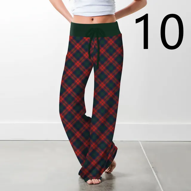 Women's Christmas Digital Print Drawstring Wide Leg Pants 10 Style - Shop at LoveMi